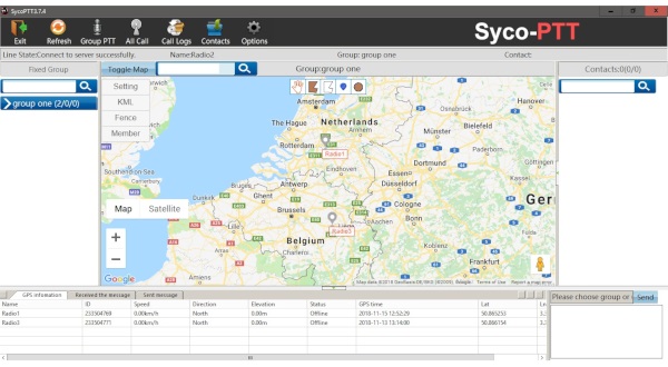 Walkietalkie huren map tracking